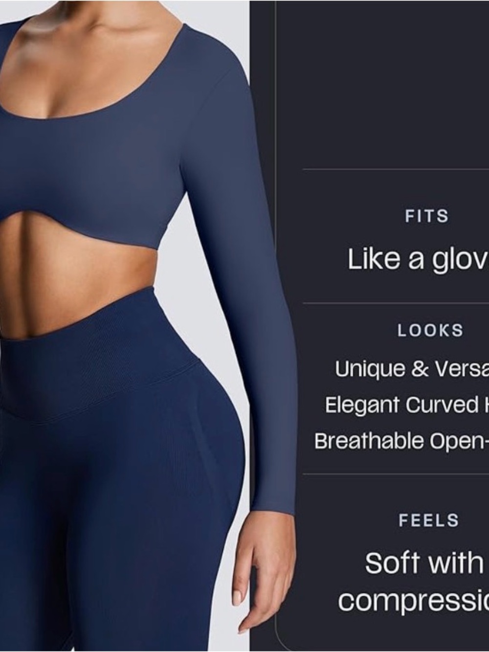 NWOT Navy Cutout Crop Sexy Yoga Athletic Top - Large